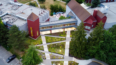 Accessible ramps, new stairs, and landscaping added to the entrance of buildings A & B