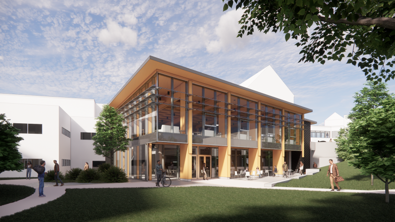 Rendering of two-storey cafeteria expansion