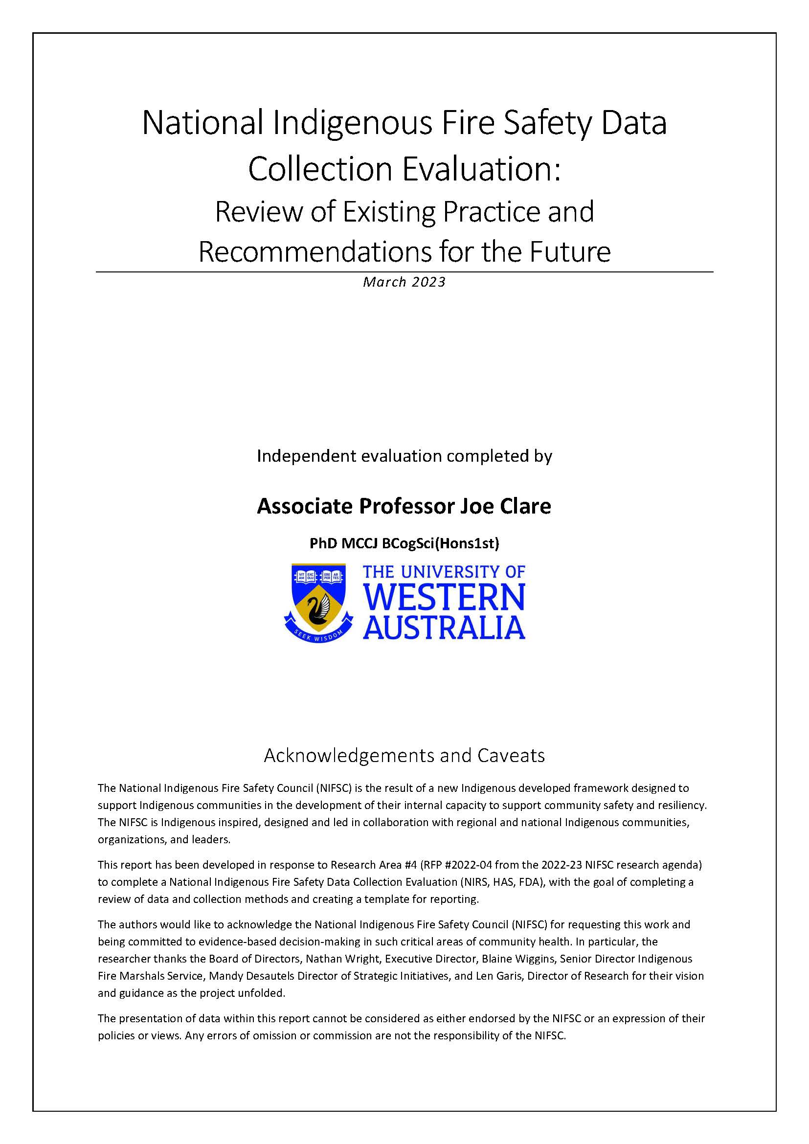 Cover of the report