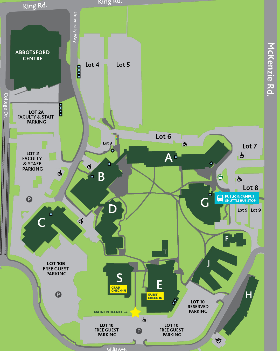 Graphic map of UFV's Abbotsford campus