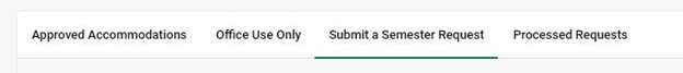 The Semester Request page will list all your previously sent semester requests.