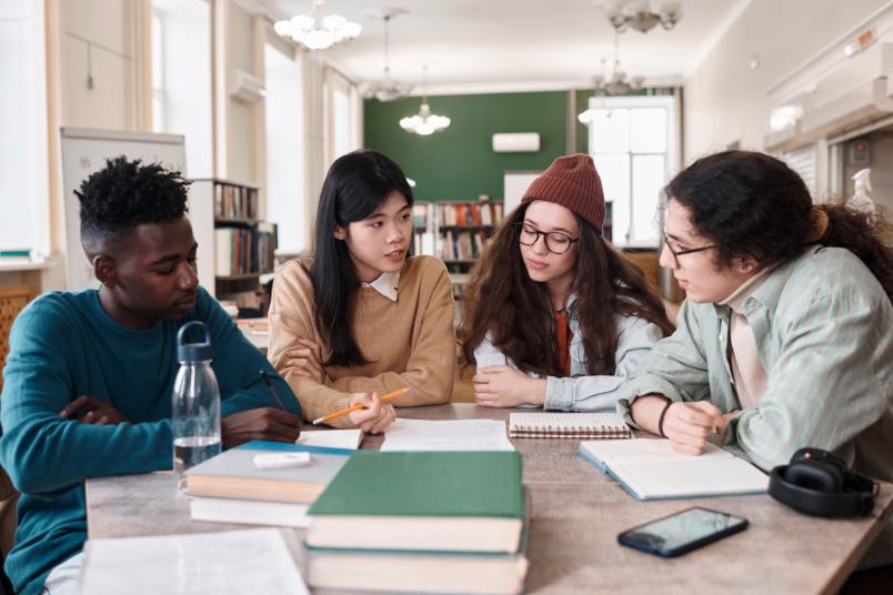 group of students discussing a topic