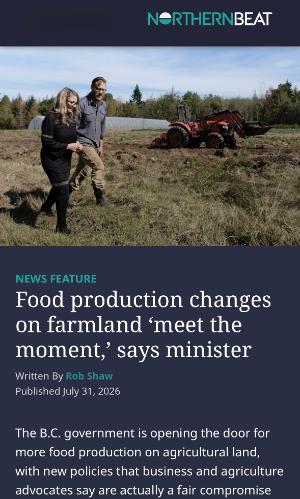 Food production changes on farmland