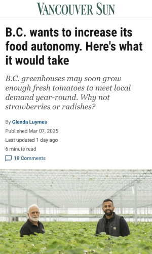 BC wants to increase its food autonomy