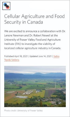 Cellular Agriculture and Food Security in Canada, article, New Harvest, Food and Agriculture Institute