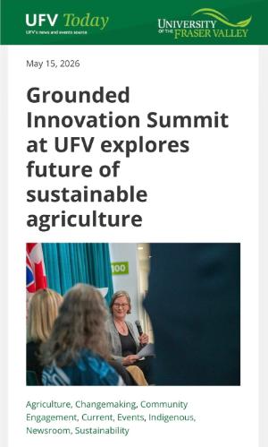 Grounded Innovation Summit at UFV explores future of sustainable agriculture