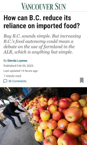 How can BC reduce its reliance on imported food