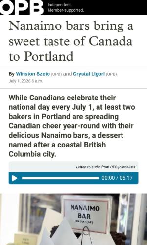 Nanaimo bars bring a sweet taste of Canada to Portland
