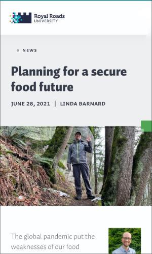 Planning for a secure food future, Article, Royal Roads