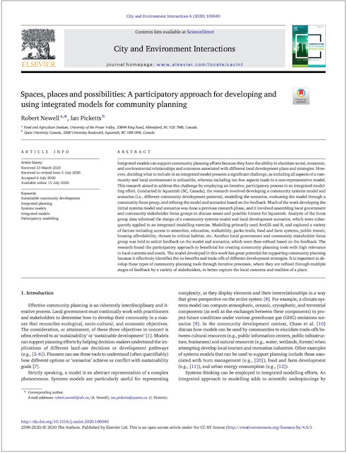 Spaces, places and possibilities: A participatory approach for developing and using integrated models for community planning