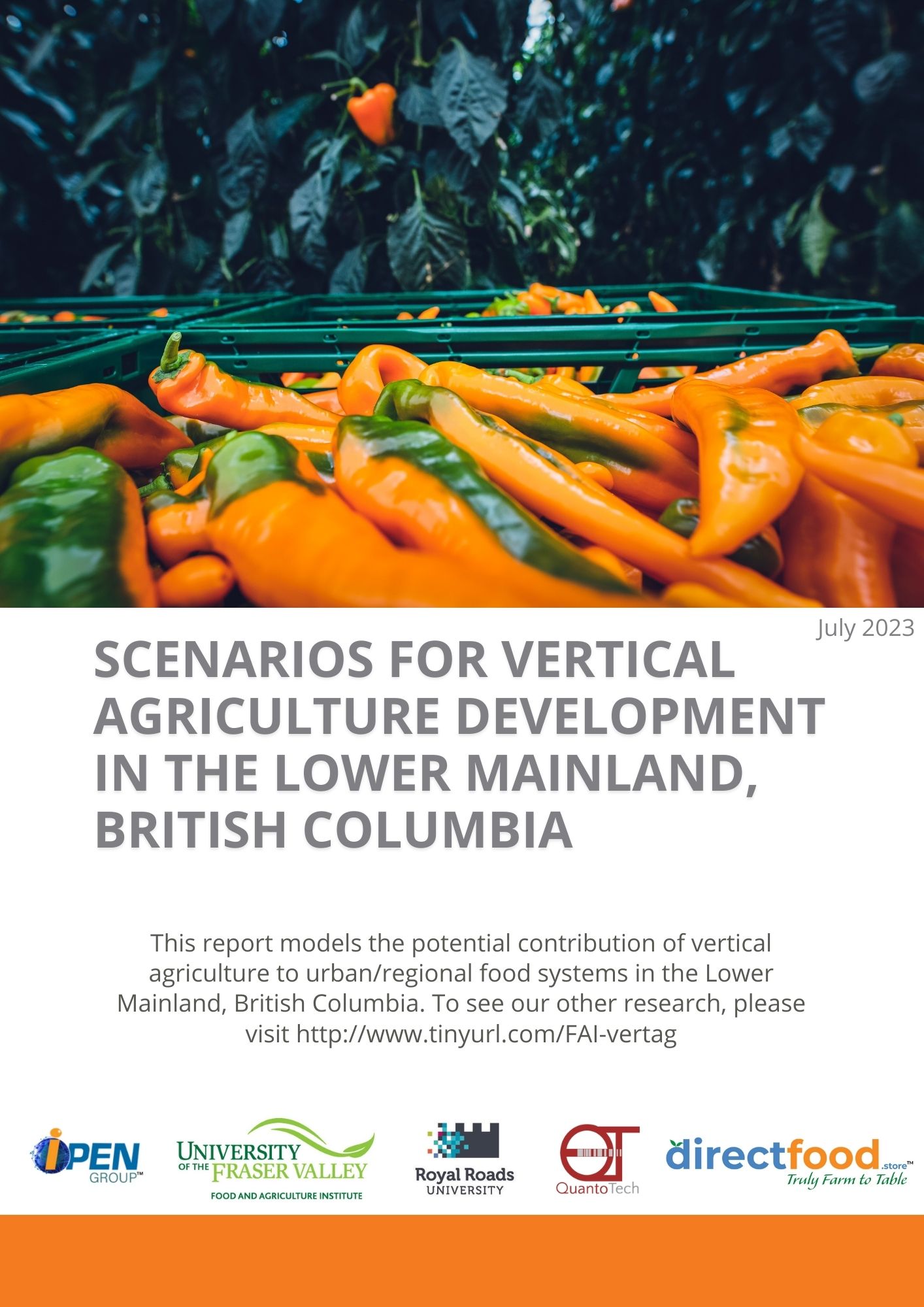 Scenarios for vertical agriculture development in the Lower Mainland, British Columbia