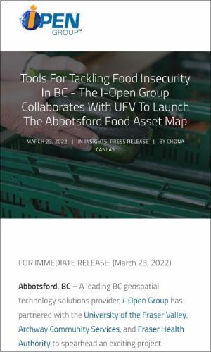 Tools For Tackling Food Insecurity In BC - The I-Open Group Collaborates With UFV
