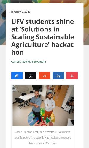UFV students shine at Solutions in Scaling Sustainable Agriculture hackathon