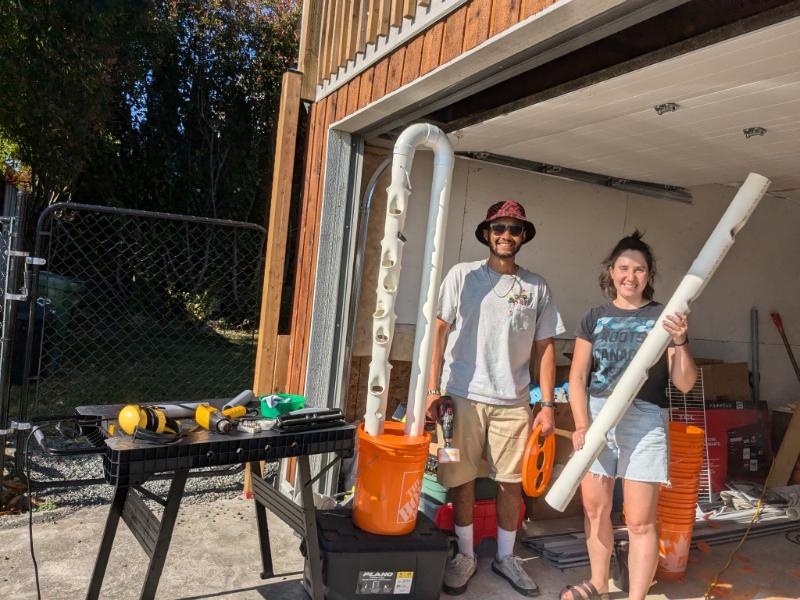 UFV students building garden tower