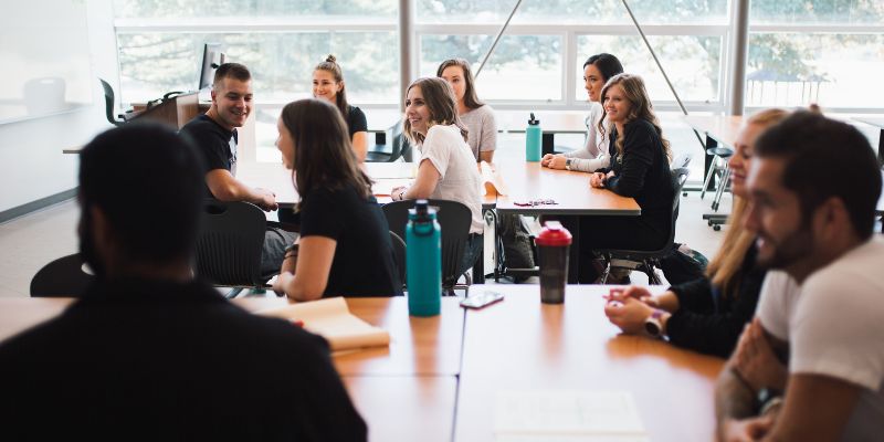 Smiling students enjoying a lecture