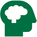 Brain inside a head icon