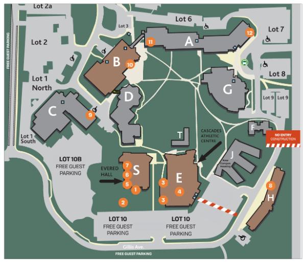 Map of the UFV campus for Open House event.