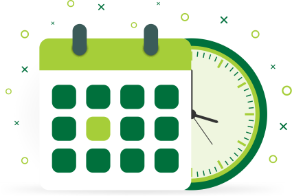 A calendar and clock for important dates.