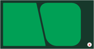 Example of copy placed in a graphic shape over photography
