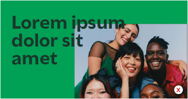 Example of overlapping graphic shapes supporting a caption